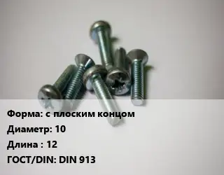 Винт с плоским концом 10х12 DIN 913